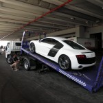 Loading onto a car transporter in Singapore