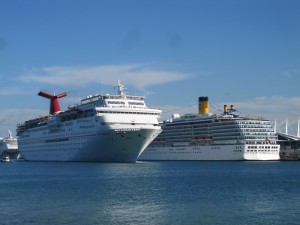 Cruise ships leaving Miami
