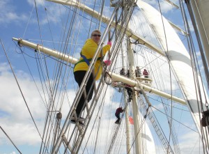 On the rigging!