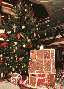 decorated tree onboard the cruise ship