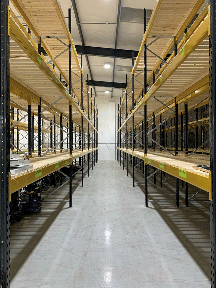 Our new fully racked warehouse