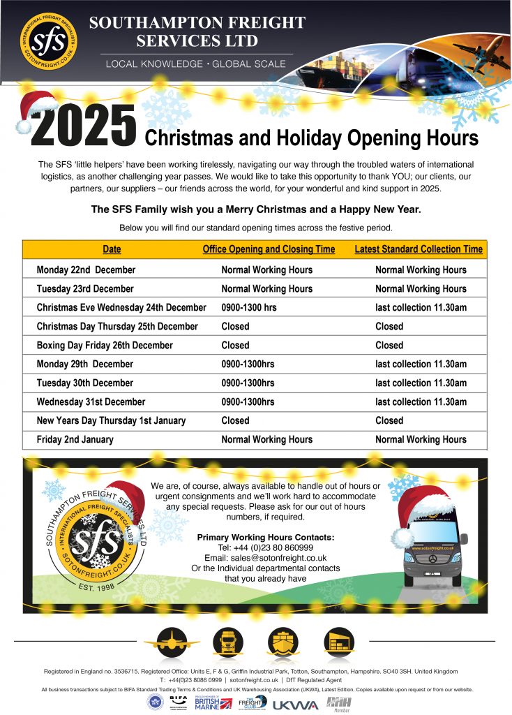 SFS Xmas Opening Hours